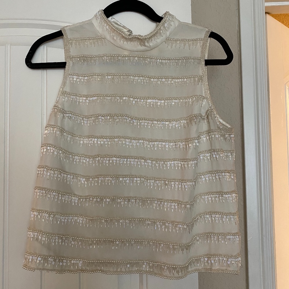 ❣️GONE TOMORROW❣️ White vintage beaded blouse